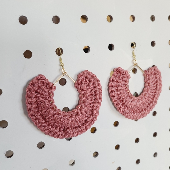 VENICE crochet fan dangle hook earrings boho - Picture 2 of 10